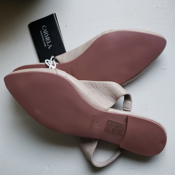 Carmela Women's Chic Beige Pointed Toe Slingback Flat Leather Loafers. NWT - Picture 13 of 14
